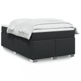 VidaXL Pat box spring cu saltea, negru, 120x190 cm, piele ecologică 3285201