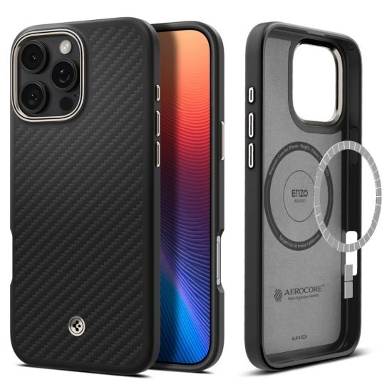 Husa pentru iPhone 16 Pro - Spigen Enzo Aramid - Black / Silver