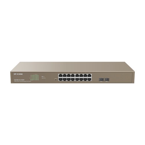 Switch 16 porturi PoE Gigabit, 2 porturi SFP Gigabit, Cloud Management - IP-COM G3318P-16-250W