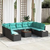Cumpara ieftin Set de canapele pentru gradina 10 buc. Negru poliratan