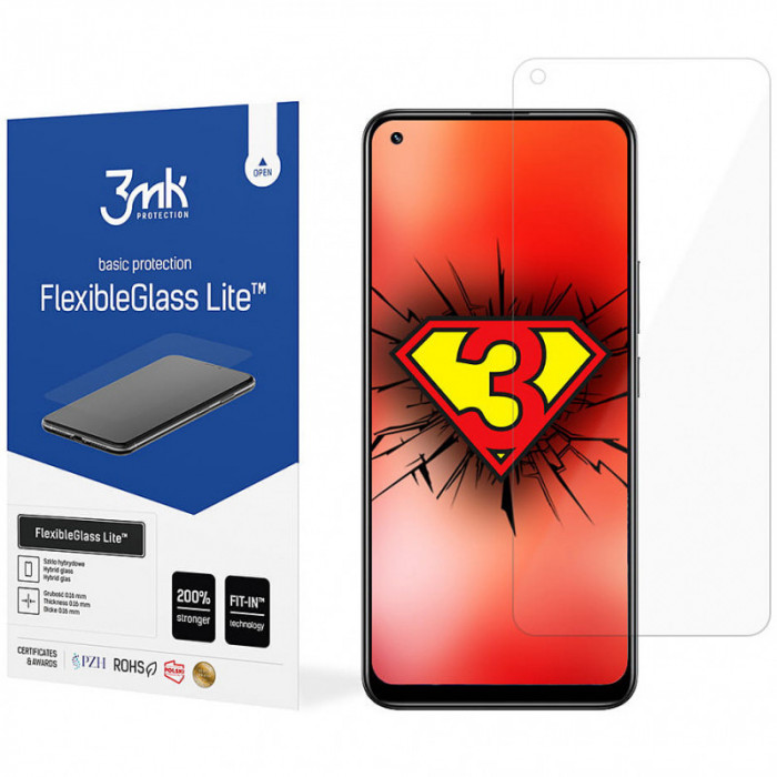 Folie Protectie Ecran 3MK FlexibleGlass Lite pentru Realme 8 5G, Sticla Flexibila, 0.16mm