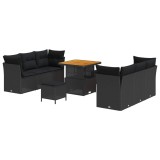 vidaXL Set de canapele pentru grădină 9 pcs Negru poliratan 3361434