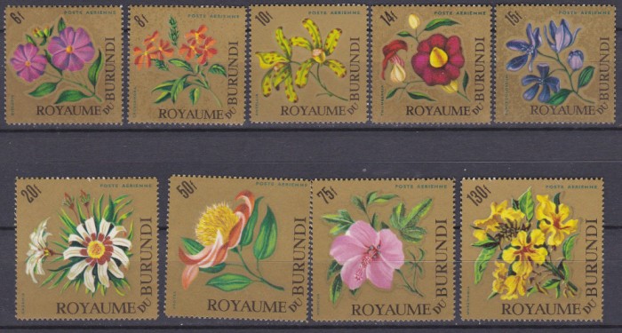 DB1 Flora Burundi Flori PA 1966 9 v. MNH