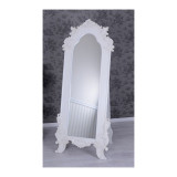 Oglinda alba din lemn masiv cu decoratiuni deosebite VIC427