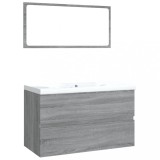 Set de mobilier de baie, gri sonoma, lemn prelucrat
