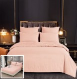 Cumpara ieftin Lenjerie Pat Damasc Roz 6 Piese cu Elastic 180x200cm, Bumbac