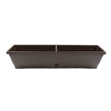 Jardiniera din plastic Verbena, cu suport, interior / exterior, dreptunghiulara, maro, 80 x 20 x 15.5 cm