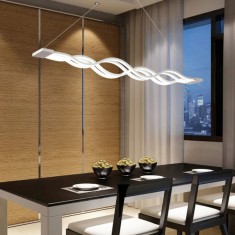 Lustra LED cu Telecomanda Nevya, Design Wave, Lumina Rece Calda Neutra, 105W, Dimabila, Alb