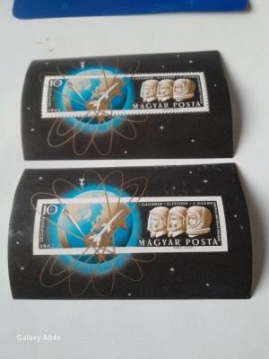 UNGARIA 1962-BLOC 33A+33B-COSMONAUTII GAGARI,TITOV,GLENN,MNH foto