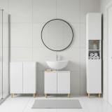 Cumpara ieftin Set de cabinet pentru baie cu 3 piese ARNHEM Alb foarte lucios