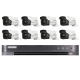 Sistem de supraveghere video Hikvision 8 camere 8MP 4 in 1 IR 80m, DVR 8 canale 4K 8MP SafetyGuard Surveillance