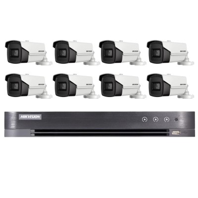 Sistem de supraveghere video Hikvision 8 camere 8MP 4 in 1 IR 80m, DVR 8 canale 4K 8MP SafetyGuard Surveillance foto