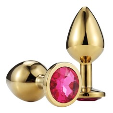Dop Anal Gold Metallic Buttplug, Medium, Auriu/Fucsia, Passion Labs