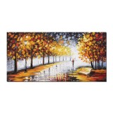 Tablou inspirational GIGANT pictat manual, Pe drumul meu, 140x70cm ulei pe panza in cutit efect 3D, gata de agatat pe perete