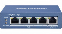 Switch 4 porturi PoE Gigabit Hikvision DS-3E0505P-E/M, L2, Unmanaged, 4 ? Gigabit PoE ports, 1 x Gigabit RJ45 uplink port, RJ45 port, full duplex, MDI foto