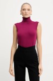 Silvian Heach vestă WARMI culoarea roz, light, cu guler, GPA25037LU