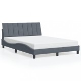 Cadru de pat fara saltea, Hanko, gri inchis, 140x190 cm, catifea