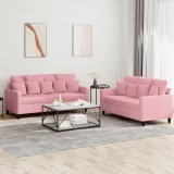 vidaXL Set de canapele cu perne, 2 piese, roz, catifea 3201703