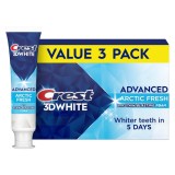 Set 3 paste de dinți Crest 3D White Arctic Fresh, albire și respirație proaspătă, 3 x 93 g