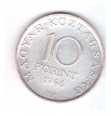 Moneda Ungaria 10 forint/forinti 1948, comemorativa 1848-1948, stare buna foto