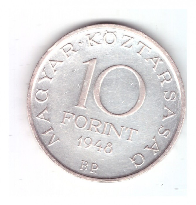 Moneda Ungaria 10 forint/forinti 1948, comemorativa 1848-1948, stare buna