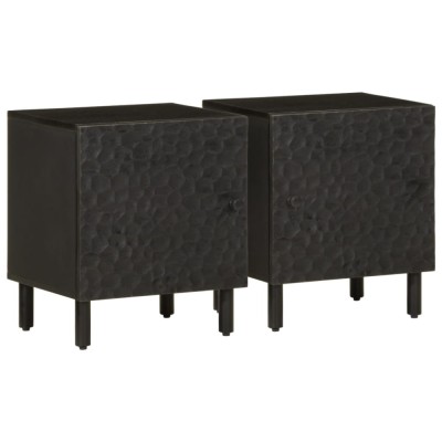 vidaXL Noptiere, 2 buc., negru, 40x33x46 cm, lemn masiv de mango 356816 foto