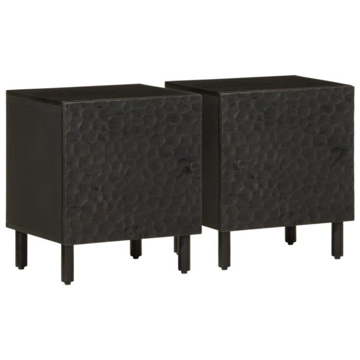 vidaXL Noptiere, 2 buc., negru, 40x33x46 cm, lemn masiv de mango 356816