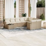 vidaXL Set canapele de grădină cu perne, 10 piese, bej, poliratan 3219448