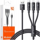 Mcdodo 3In1 Cablu Usb &Icirc;ncărcare Rapidă Usb-C Fulger Micro Usb Qc 1M Led