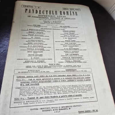 Pandectele Romane Caietul 7-8 Anul XXVI 1947 foto