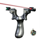 Cumpara ieftin Set prastie cu laser si 50 de bile din sticla 14 mm DEPOX&reg;, plastic, 11.5 cm, cu boloboc, argintiu