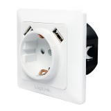 PRIZA LOGILINK, pentru perete, Schuko x 1, USB x2 5V/2.1A , 230V AC, 50 Hz, alb &quot;PA0162&quot; (include TV 0.18lei)