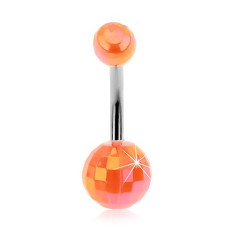 Piercing pentru buric - disco ball-uri acrilice portocalii