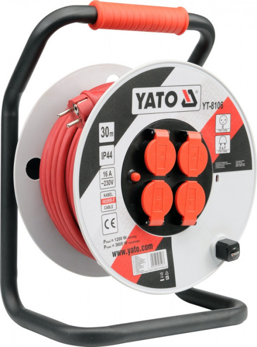 YATO Prelungitor pe tambur 30m, 16A