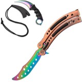 Cumpara ieftin Briceag fluture pentru antrenament Balisong Butterfly si Carambit FADE, Cutit de antrenament