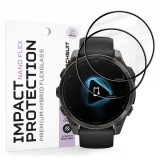 Folie Protectie Techsuit Nano Flex pentru Garmin Fenix 8 Pro 47mm / 8 47mm, Set 2 bucati, Plastic, Neagra