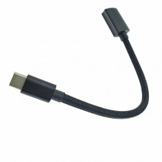Adaptor premium OTG , USB 3.1 mama la USB tip C tata , Revolution 115, cablu cu invelis textil, carcasa aluminiu, negru
