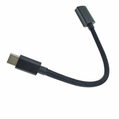Adaptor premium OTG , USB 3.1 mama la USB tip C tata , Revolution 115, cablu cu invelis textil, carcasa aluminiu, negru foto