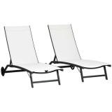 Outsunny Set de 2 Șezlonguri Rabatabile pe 5 Niveluri, Șezlonguri din Aluminiu și Țesătură Respirabilă, 66x165x102 cm, Albastru | Aosom Romania