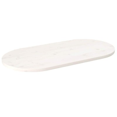 Blat de masă, alb, 110x55x2,5 cm, lemn masiv de pin, oval foto