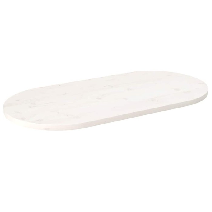 Blat de masă, alb, 110x55x2,5 cm, lemn masiv de pin, oval