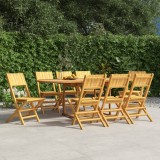 Set 8 Scaune Gradina Pliante Lemn Tec Masiv 47x61x90 cm vidaXL Rezistente Exterior