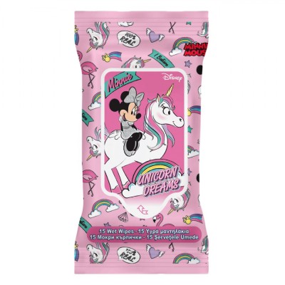 șervețele Umede Disney, Minnie Unicorn, Set 15 Bucăți, Infuzate cu Aloe Vera și Vitamina E, Multicolor, Travel foto