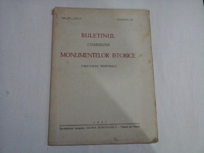 BULETINUL COMISIUNII MONUMENTELOR ISTORICE - PUBLICATIUNE TRIDIMENSIONALA - ANUL XXX foto