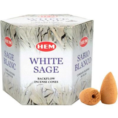 Conuri backflow parfumate Salvie 40 buc, original HEM professional White Sage efect cascada foto