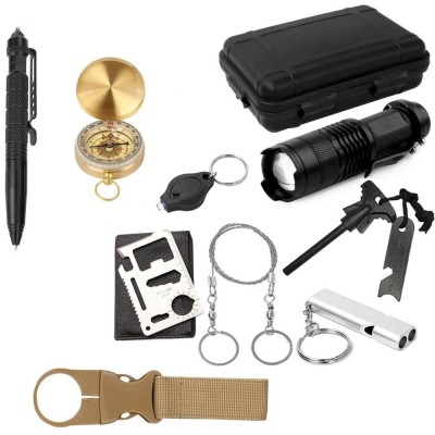 Kit de supravietuire, multifunctional,10 in1, ideal pentru pentru camping, drumetii, 11 x 16.5 x 5 cm, negru foto