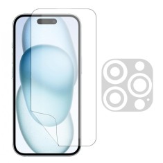 Set folie pentru Apple iPhone 15 Plus, protectie Ecran si Camera, din silicon