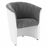 Cumpara ieftin Fotoliu tapiterie piele ecologica alba textil gri Cuba 65x60x77 cm