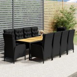 Cumpara ieftin Set mobilier de grădină, 11 piese, negru, poliratan