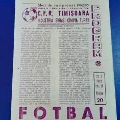 program CFR Timisoara - Ind. S. C. Turzii